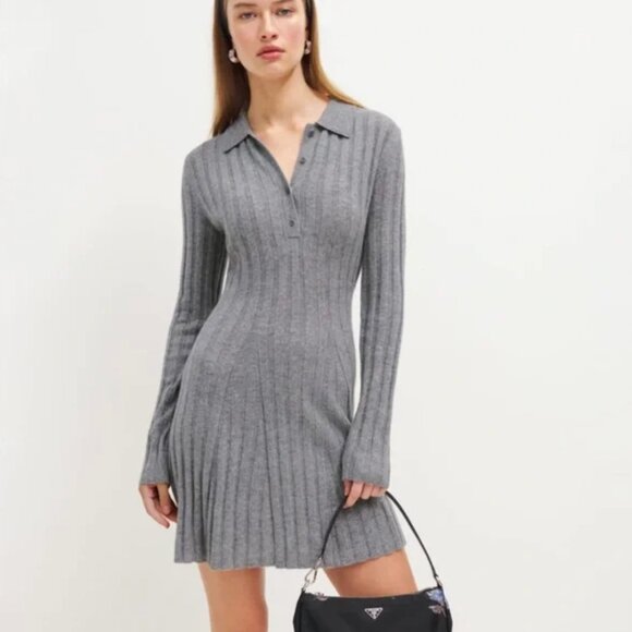 Reformation Dresses & Skirts - Reformation Walsh Cashmere Collared Mini Dress Grey